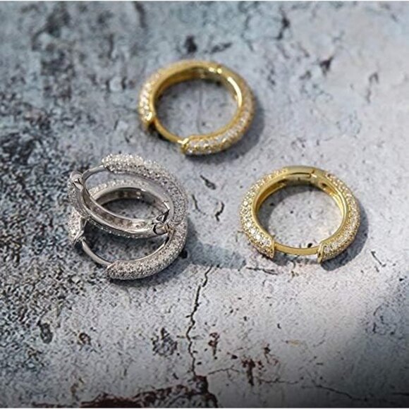 ⚡ Hoop Earrings Women 925 Sterling Silver White Gold Plated Hypoallerge - Picture 4 of 7